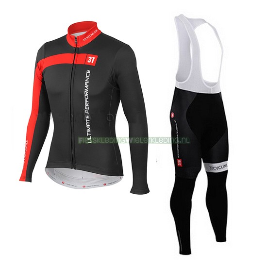 Castelli 3T Fietsshirt Met Lange Mouwen 2015 en Lange Koersbroek zwart en rood